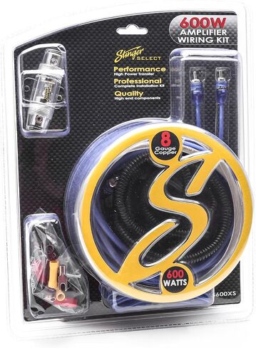 مجموعة تثبيت STINGER SS600XS 8-Gauge AGU Amp & Stinger Select SSRCB1.5 سلسلة المنافسة 1.5 بوصة وصلة ملتوية، أزرق in Kuwait