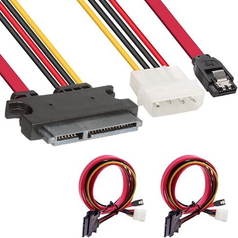 DKARDU 2 Pack SATA 22 Pin Serial ATA Data and Power Combo Cable، 4 Pin IDE LP4 كابل الطاقة + 22 Pin SATA إلى 7Pin Serial ATA Cable لمحرك الأقراص الصلبة SDD HDD 30 سم 12 بوصة in Saudi Arabia