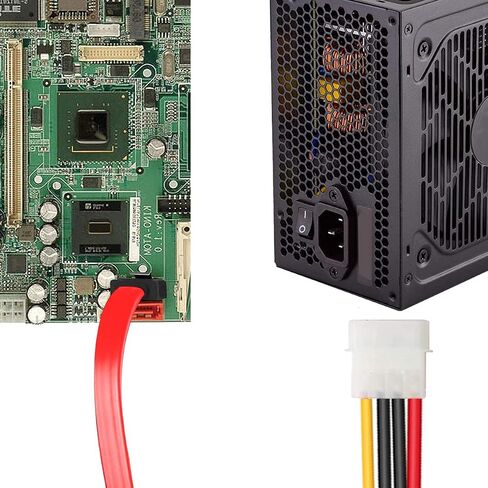 DKARDU 2 Pack SATA 22 Pin Serial ATA Data and Power Combo Cable، 4 Pin IDE LP4 كابل الطاقة + 22 Pin SATA إلى 7Pin Serial ATA Cable لمحرك الأقراص الصلبة SDD HDD 30 سم 12 بوصة in Saudi Arabia