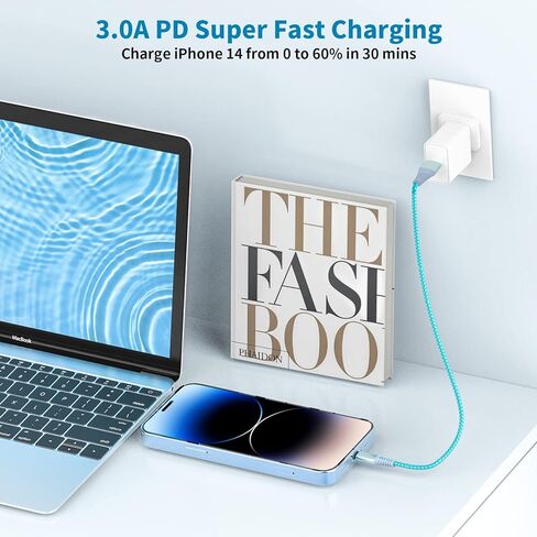 [Apple MFi Certified] iPhone Charger Fast Charging, 3Pack 8Inch Short Lightning Cable USB to Lightning Fast Charging Nylon Braided Cord Data Sync for iPhone 14 13 12 11 XR XS X 8 7 6 Airpods PowerBank in Kuwait