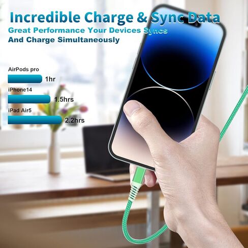 [Apple MFi Certified] iPhone Charger Fast Charging, 3Pack 8Inch Short Lightning Cable USB to Lightning Fast Charging Nylon Braided Cord Data Sync for iPhone 14 13 12 11 XR XS X 8 7 6 Airpods PowerBank in Kuwait