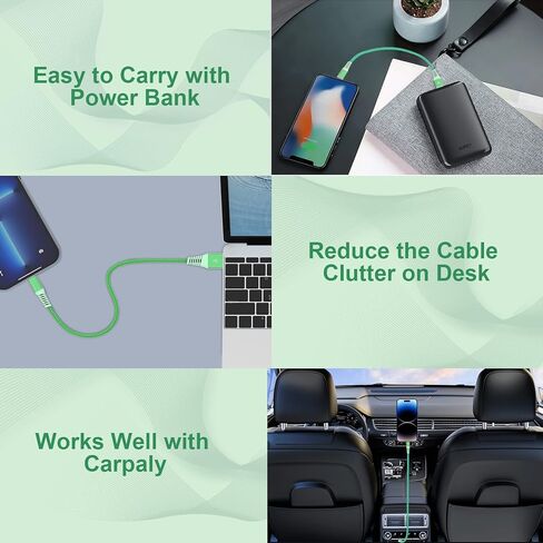 [Apple MFi Certified] iPhone Charger Fast Charging, 3Pack 8Inch Short Lightning Cable USB to Lightning Fast Charging Nylon Braided Cord Data Sync for iPhone 14 13 12 11 XR XS X 8 7 6 Airpods PowerBank in Kuwait