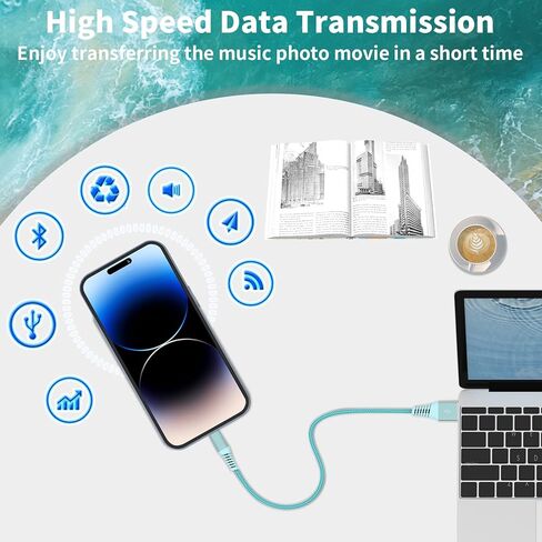 [Apple MFi Certified] iPhone Charger Fast Charging, 3Pack 8Inch Short Lightning Cable USB to Lightning Fast Charging Nylon Braided Cord Data Sync for iPhone 14 13 12 11 XR XS X 8 7 6 Airpods PowerBank in Kuwait