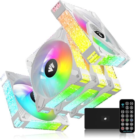 مروحة Asiahorse FS-S001 مقاس 120 مم RGB، إطار كامل من الأكريليك ARGB باللون الأبيض لحافظة الكمبيوتر، مراوح 5 فولت لمزامنة اللوحة الأم مع وحدة تحكم PWM تناظرية، 20+8 مصابيح LED قابلة للتحكم، مراوح كمبيوتر بمحامل هيدروليكية (3 عبوات) in Kuwait