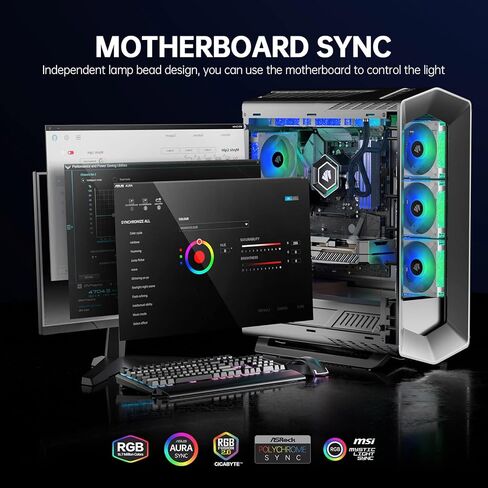 مروحة Asiahorse FS-S001 مقاس 120 مم RGB، إطار كامل من الأكريليك ARGB باللون الأبيض لحافظة الكمبيوتر، مراوح 5 فولت لمزامنة اللوحة الأم مع وحدة تحكم PWM تناظرية، 20+8 مصابيح LED قابلة للتحكم، مراوح كمبيوتر بمحامل هيدروليكية (3 عبوات) in Kuwait