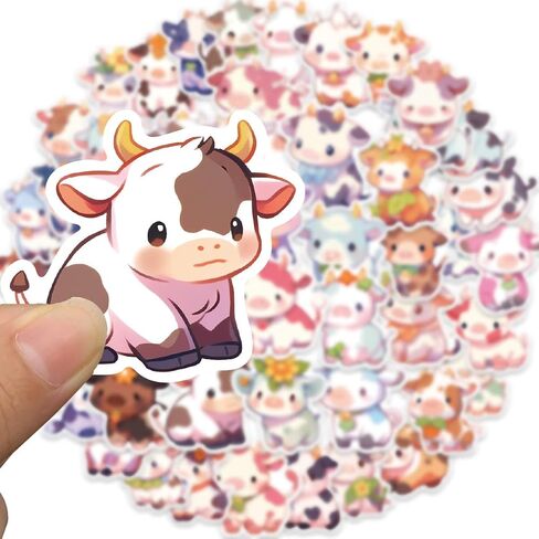 Cute Cow Animal Stickers for Kids Teens, 50Pcs Kawaii Rainbow Cattle Decals in Saudi Arabia