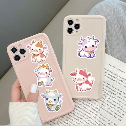 Cute Cow Animal Stickers for Kids Teens, 50Pcs Kawaii Rainbow Cattle Decals in Saudi Arabia