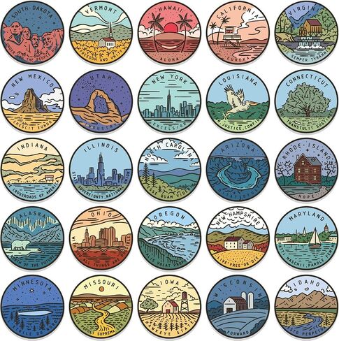 United States Map Stickers, Travel USA Map Stickers Pack, 50Pcs Funimost Waterproof Vinyl Stickers for Water Bottles Laptop Guitar Computer Phone Scrapbook Car Decals, Graffiti Stickers for Kids Teens Adults (Map) in Kuwait