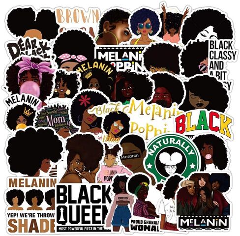 50 قطعة من ملصقات Black Girl Magic، ملصقات فتاة سوداء للمخططين والمجلات، ملصقات الميلانين للفتيات، ملصقات نسائية سوداء من الفينيل لأجهزة الكمبيوتر المحمول وزجاجة المياه ولوح التزلج in Kuwait