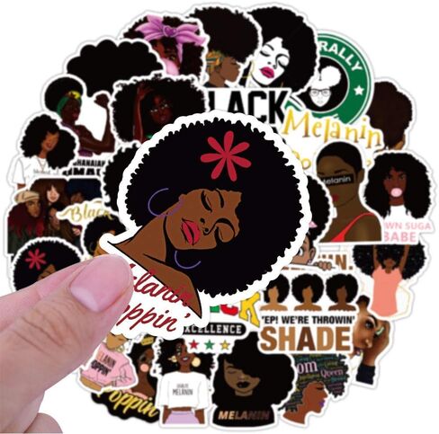 50 قطعة من ملصقات Black Girl Magic، ملصقات فتاة سوداء للمخططين والمجلات، ملصقات الميلانين للفتيات، ملصقات نسائية سوداء من الفينيل لأجهزة الكمبيوتر المحمول وزجاجة المياه ولوح التزلج in Kuwait