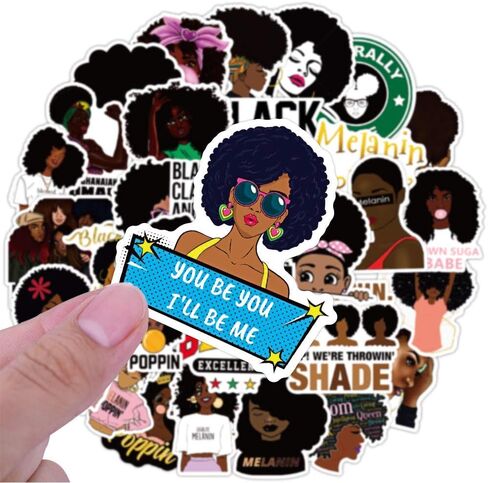 50 قطعة من ملصقات Black Girl Magic، ملصقات فتاة سوداء للمخططين والمجلات، ملصقات الميلانين للفتيات، ملصقات نسائية سوداء من الفينيل لأجهزة الكمبيوتر المحمول وزجاجة المياه ولوح التزلج in Kuwait