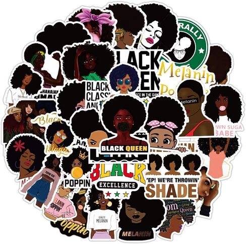 50 قطعة من ملصقات Black Girl Magic، ملصقات فتاة سوداء للمخططين والمجلات، ملصقات الميلانين للفتيات، ملصقات نسائية سوداء من الفينيل لأجهزة الكمبيوتر المحمول وزجاجة المياه ولوح التزلج in Kuwait