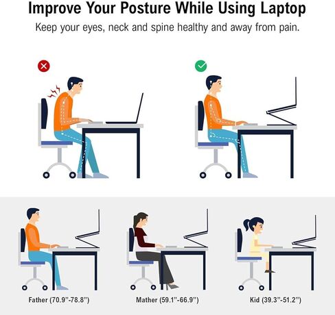 Easegain Laptop Stand, Adjustable Laptop Stand for Desk, Aluminum Laptop Stand with Heat-Vent and Adjustable,Laptop Stand for MacBook,Air, Pro, Lenovo,Dell, XPS More 10-17" Laptop in Kuwait