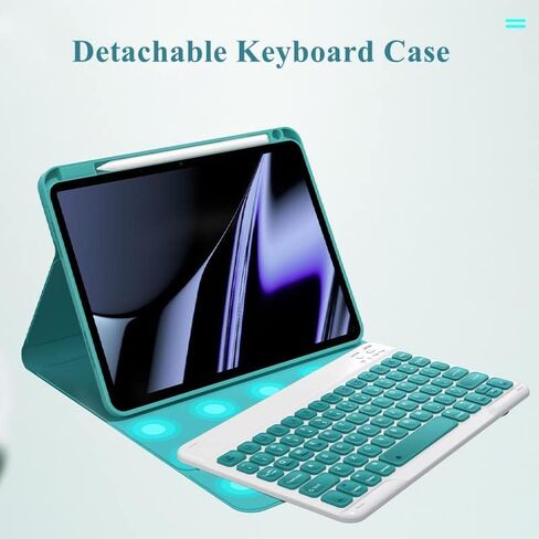 AnMengXinLing iPad Pro 11 2022/2021/2020 Keyboard Case, iPad Pro 11 4th/3rd/2nd Generation Case with Keyboard and Pencil Holder Magnetically Detachable Wireless Bluetooth Keyboard,Teal in Kuwait