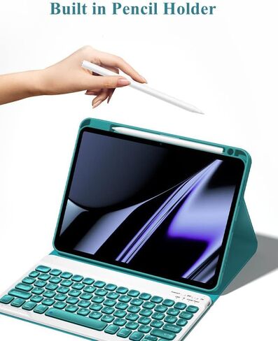 AnMengXinLing iPad Pro 11 2022/2021/2020 Keyboard Case, iPad Pro 11 4th/3rd/2nd Generation Case with Keyboard and Pencil Holder Magnetically Detachable Wireless Bluetooth Keyboard,Teal in Kuwait