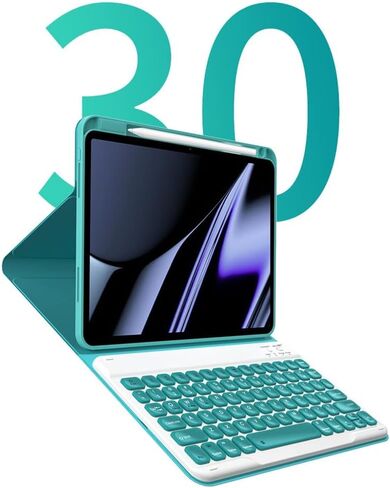 AnMengXinLing iPad Pro 11 2022/2021/2020 Keyboard Case, iPad Pro 11 4th/3rd/2nd Generation Case with Keyboard and Pencil Holder Magnetically Detachable Wireless Bluetooth Keyboard,Teal in Kuwait