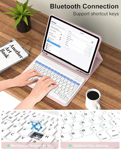 حافظة SQBEBS مع لوحة مفاتيح لجهاز iPad الجيل العاشر 10.9 بوصة، لوحة مفاتيح بلوتوث قابلة للفصل، غطاء لوحة مفاتيح قابل للطي مع حامل قلم لجهاز iPad 10.9 2022، أزرق فاتح in Kuwait