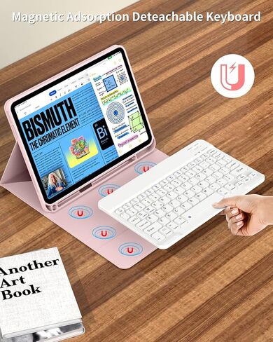حافظة SQBEBS مع لوحة مفاتيح لجهاز iPad الجيل العاشر 10.9 بوصة، لوحة مفاتيح بلوتوث قابلة للفصل، غطاء لوحة مفاتيح قابل للطي مع حامل قلم لجهاز iPad 10.9 2022، أزرق فاتح in Kuwait