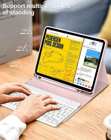 حافظة SQBEBS مع لوحة مفاتيح لجهاز iPad الجيل العاشر 10.9 بوصة، لوحة مفاتيح بلوتوث قابلة للفصل، غطاء لوحة مفاتيح قابل للطي مع حامل قلم لجهاز iPad 10.9 2022، أزرق فاتح in Kuwait