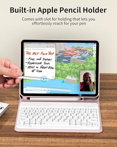 حافظة SQBEBS مع لوحة مفاتيح لجهاز iPad الجيل العاشر 10.9 بوصة، لوحة مفاتيح بلوتوث قابلة للفصل، غطاء لوحة مفاتيح قابل للطي مع حامل قلم لجهاز iPad 10.9 2022، أزرق فاتح in Kuwait
