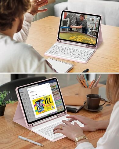 حافظة SQBEBS مع لوحة مفاتيح لجهاز iPad الجيل العاشر 10.9 بوصة، لوحة مفاتيح بلوتوث قابلة للفصل، غطاء لوحة مفاتيح قابل للطي مع حامل قلم لجهاز iPad 10.9 2022، أزرق فاتح in Kuwait