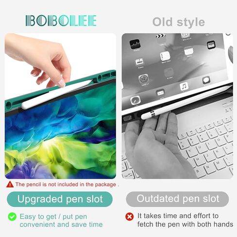 حافظة لوحة المفاتيح Lucset لجهاز iPad Pro 12.9 بوصة الجيل السادس والخامس والرابع الثالث، لوحة مفاتيح لاسلكية قابلة للفصل بإضاءة خلفية 7 ألوان، غطاء نحيف قابل للطي ذكي قابل للدوران 360 درجة مع حامل أقلام، أزرق مخضر in Kuwait