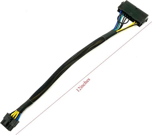 كيبل محول وحدة امداد الطاقة ايه تي اكس 24 دبوس الى 10 دبابيس مع غلاف مجدول، متوافق مع اللوحات الام والخوادم من يوكيتي، 12 انش (30 سم) in Kuwait