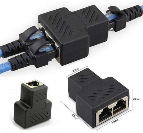 محول سبليتر NEORTX RJ45، NEORTX RJ45 أنثى 1 إلى 2 منفذ أنثى مقبس واجهة كابل إيثرنت 8P8C موسع موصل شبكة LAN لـ Cat5، Cat5e، Cat6، Cat7 in Kuwait