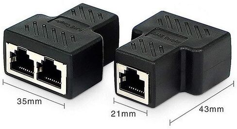 محول سبليتر NEORTX RJ45، NEORTX RJ45 أنثى 1 إلى 2 منفذ أنثى مقبس واجهة كابل إيثرنت 8P8C موسع موصل شبكة LAN لـ Cat5، Cat5e، Cat6، Cat7 in Kuwait