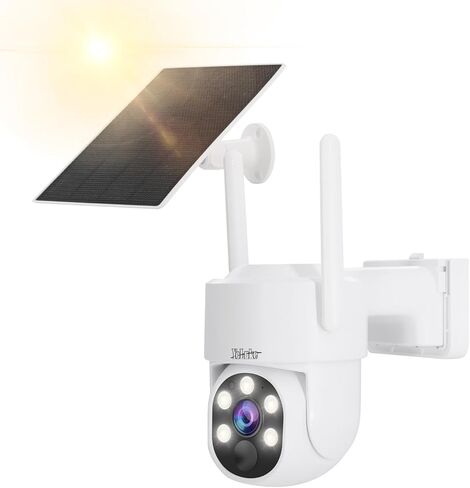YoLuKe 4MP PTZ بطارية كاميرا أمان تعمل بالطاقة الشمسية، كاميرا خارجية تعمل بالطاقة الشمسية مع إنذارات بصرية صوتية، رؤية ليلية ملونة، بطارية 9000 مللي أمبير، كشف حركة PIR، صوت ثنائي الاتجاه، IP65 مقاوم للماء in Kuwait