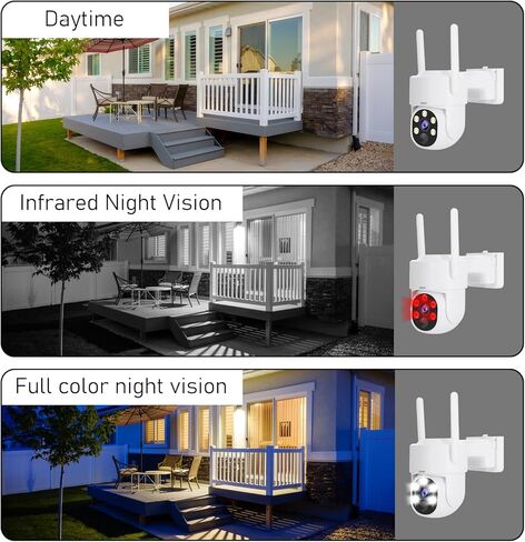 YoLuKe 4MP PTZ بطارية كاميرا أمان تعمل بالطاقة الشمسية، كاميرا خارجية تعمل بالطاقة الشمسية مع إنذارات بصرية صوتية، رؤية ليلية ملونة، بطارية 9000 مللي أمبير، كشف حركة PIR، صوت ثنائي الاتجاه، IP65 مقاوم للماء in Kuwait
