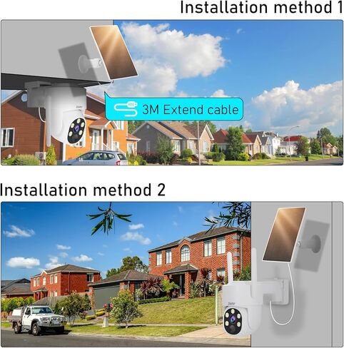 YoLuKe 4MP PTZ بطارية كاميرا أمان تعمل بالطاقة الشمسية، كاميرا خارجية تعمل بالطاقة الشمسية مع إنذارات بصرية صوتية، رؤية ليلية ملونة، بطارية 9000 مللي أمبير، كشف حركة PIR، صوت ثنائي الاتجاه، IP65 مقاوم للماء in Kuwait