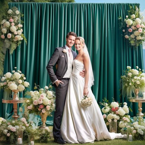 8x10FT Red Backdrop Curtains for Wedding Parties, Wrinkle Free Polyester Photo Backdrop Drapes for Birthday Baby Shower Photography Stage Background Stand Decorations 4x10ft,2 Panels in Saudi Arabia