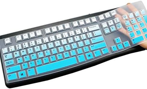 Silicone Keyboard Cover for Logitech K120 & MK120 Ergonomic Desktop USB Wired Keyboard, Logitech K120 & MK120 Keyboard Protective Skin US Layout (NOT Fit Other Model) -Black in Kuwait