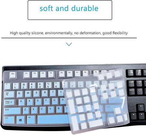 Silicone Keyboard Cover for Logitech K120 & MK120 Ergonomic Desktop USB Wired Keyboard, Logitech K120 & MK120 Keyboard Protective Skin US Layout (NOT Fit Other Model) -Black in Kuwait