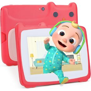 C idea 7 inch Kids Tablet, Android 12 Tablet for Kids with Kid-Proof Case 32GB+32GB Expandable Storage HD Dual Camera WiFi Children’s Tablet for Toddler Boys Girls Playing and Learning (Rose Red) in Kuwait
