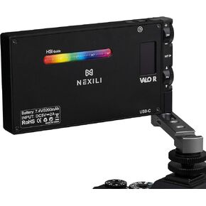 Nexili Valo R RGB Pocket Video Light for Cameras, 2500-8500K CCT, 360 Colors, 12 Preset Lighting Effects, CR≥97, Built-in Rechargeable Battery, Aluminum Alloy Body in Saudi Arabia