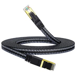 HiiPeak Cat 8 Ethernet Cable 5ft - Cat8 Flat Internet Cable High Speed LAN Patch Network Cables with RJ45 Gold Plated Connector, Compatible with Cat5/Cat6/Cat7, White(5 ft)