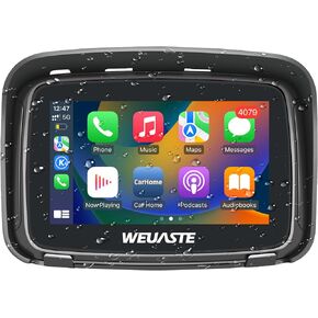 شاشة تشغيل سيارة Apple المحمولة من WEUASTE للدراجات النارية، Apple CarPlay اللاسلكي وAndroid Auto للدراجات النارية، ملاحة GPS Carplay للدراجات النارية، شاشة لمس مقاومة للماء 5 بوصات، بلوتوث مزدوج، دعم Siri in Kuwait