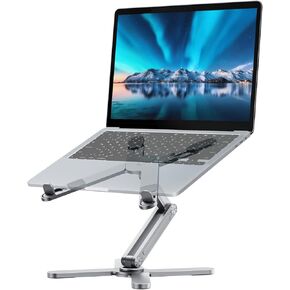 حامل كمبيوتر محمول قابل للطي للمكتب من إم سي شوز، حامل كمبيوتر من الألومنيوم مع قاعدة دوارة 360 درجة، حامل كمبيوتر محمول قابل للتعديل يحمل ما يصل إلى 15.6 بوصة - رمادي in Kuwait