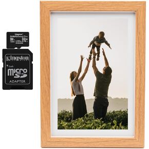 إطار صور رقمي Koah Smart WiFi مقاس 10.1 بوصة مع مساحة تخزين FRAMEO سعة 8 جيجابايت (خشب) مع بطاقة ذاكرة UHS-I microSDHC سعة 32 جيجابايت مع محول SD (عنصران) in Kuwait