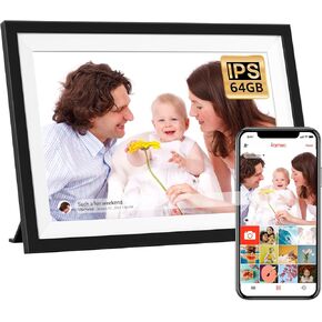 إطار صور رقمي واي فاي مقاس 10.1 بوصة من FRAMEO، إطار صور سحابي ذكي بشاشة لمس IPS مع مساحة تخزين كبيرة 64 جيجابايت و2 جيجابايت من ذاكرة الوصول العشوائي لتشغيل الوسائط بشكل أكثر سلاسة، إعداد سهل لمشاركة الصور/مقاطع الفيديو عبر تطبيق Frameo in Kuwait