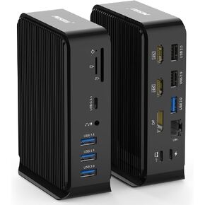 محطة إرساء للكمبيوتر المحمول USB C شاشة ثلاثية، قاعدة USB C 16 في 1 مع HDMI مزدوج 4K، 4K DP، 6X USB-A، 1X USB-C (10 جيجابت في الثانية)، إيثرنت، صوت، 100 وات PD، SD/TF لجهاز MacBook/ أجهزة الكمبيوتر المحمولة Dell/HP/Lenovo/Surface/USB-C in Kuwait