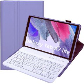 Lrufodya Keyboard Case for Samsung Galaxy Tab A7 Lite 8.7" 2021, Candy Colors Detachable Wireless Keyboard with Slim Cover for Model SM-T220 T225 T227 (Purple) in Kuwait