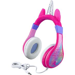 Unicorn Kids Headphones, Adjustable Headband, Stereo Sound, 3.5Mm Jack, Wired Headphones for Kids, Tangle-Free, Volume Control, Foldable, Childrens Headphones Over Ear for School Home, Travel Hassle in Saudi Arabia