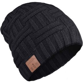 Bluetooth Beanie, V5.0 Bluetooth Hat, Wireless Earphone Beanie Headphones, with HD Stereo Speakers Built-in Microphone, Mens Gifts, Christmas Electronic Gifts for Men/Women Black in Kuwait