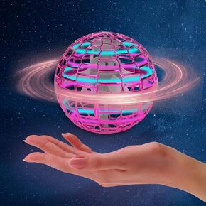 ألعاب أطفال كرة دوارة طائرة سحرية لعيد الميلاد LED كرة أرضية عائمة في الهواء الطلق لعبة داخلية مع وحدة تحكم عن بعد لاسلكية بدون طيار كرة تحوم على شكل كرة للأطفال هدية للأعمار 3 4 5 6 7 8 9 10+ (وردي) in Kuwait