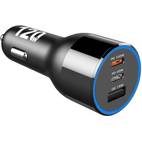 شاحن سيارة ماك بوك USB C بقوة 120 وات، 3 منافذ PD 100 وات و30 وات PPS 45 وات QC3.0 18 وات محول شاحن فائق السرعة لأجهزة ماك بوك برو إير M1 والكمبيوتر المحمول آيباد برو وآيفون 15 14 13 12 برو ماكس سامسونج S22 S21Ultra Note20 in Kuwait