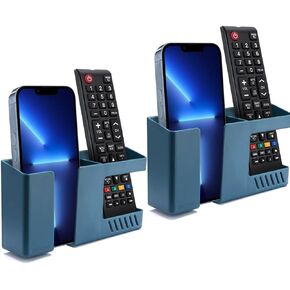 D3 Wall Mount Phone Holder, Punch-Free Wall-Mounted Mobile Phones Charging to Stand, Sticky Remote Control Storage Box Bedside Lazy Mobile Phone Rack, Multipurpose Storage Box (2 Pack-Blue) in Saudi Arabia