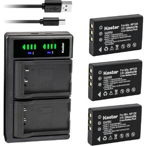 Kastar 4-Pack Battery and LTD2 USB Charger Replacement for Fujifilm NP-120, NP-120B, FNP120, Toshiba NP-120, PX1657, PENTAX D-LI7, RICOH DB-43, CONTAX BP-1500S, KYOCER BP-1500S Battery in Saudi Arabia